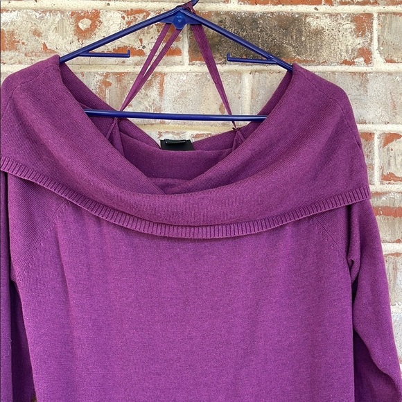 Torrid Purple Off-the-Shoulder Sweater with Elegant Draped Neckline - Picture 2 of 8